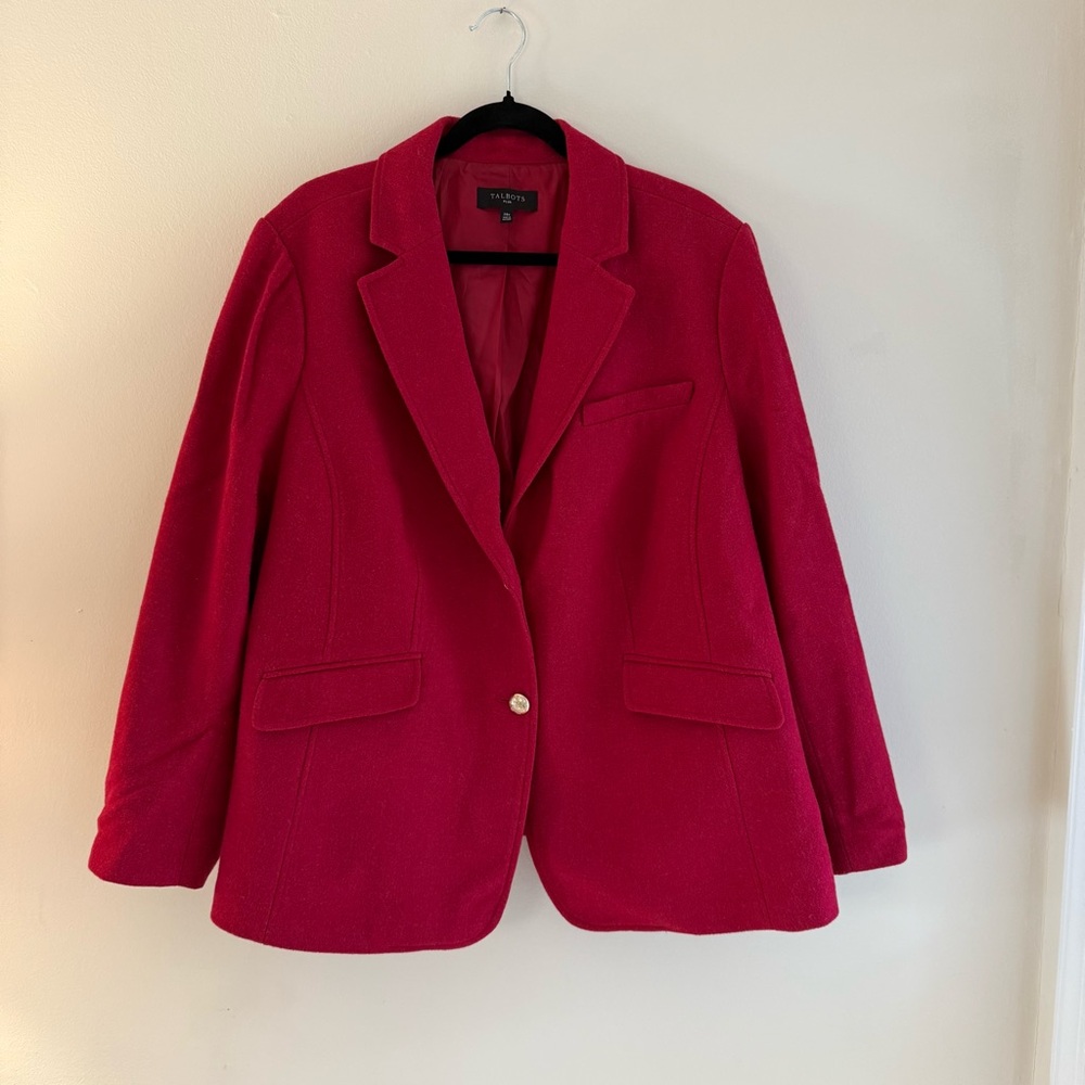 Beautiful Talbots wool jacket.  Cranberry color.  Size 20W.
